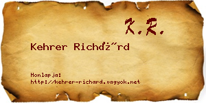Kehrer Richárd névjegykártya